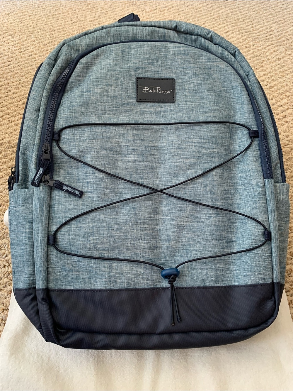 BellaRusso 18.75” Blue Backpack with Navy Blue Base